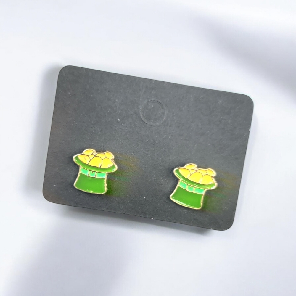 Green and Yellow Pot of Gold  Earrings